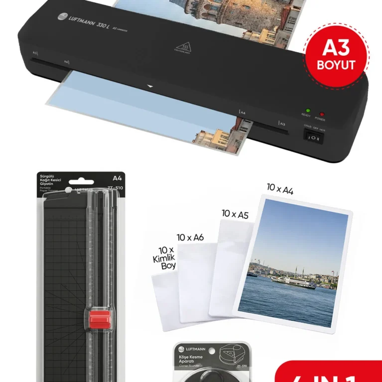 330 L A3 Laminasyon Makinesi 4in1 Set - 40 Adet Laminasyon Filmi